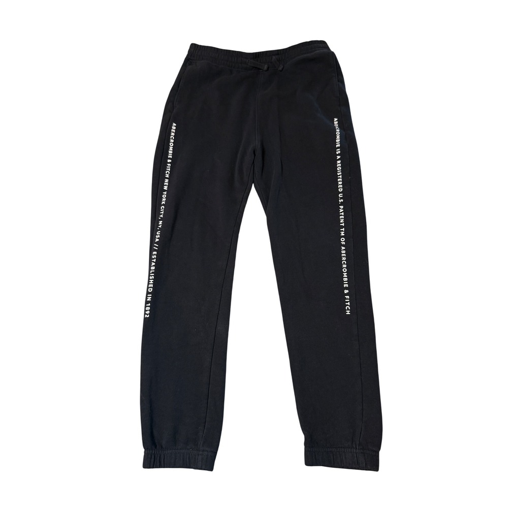 Abercrombie kids Size 11/12 Black Joggers Log Down Leg Pockets Drawstring Causal